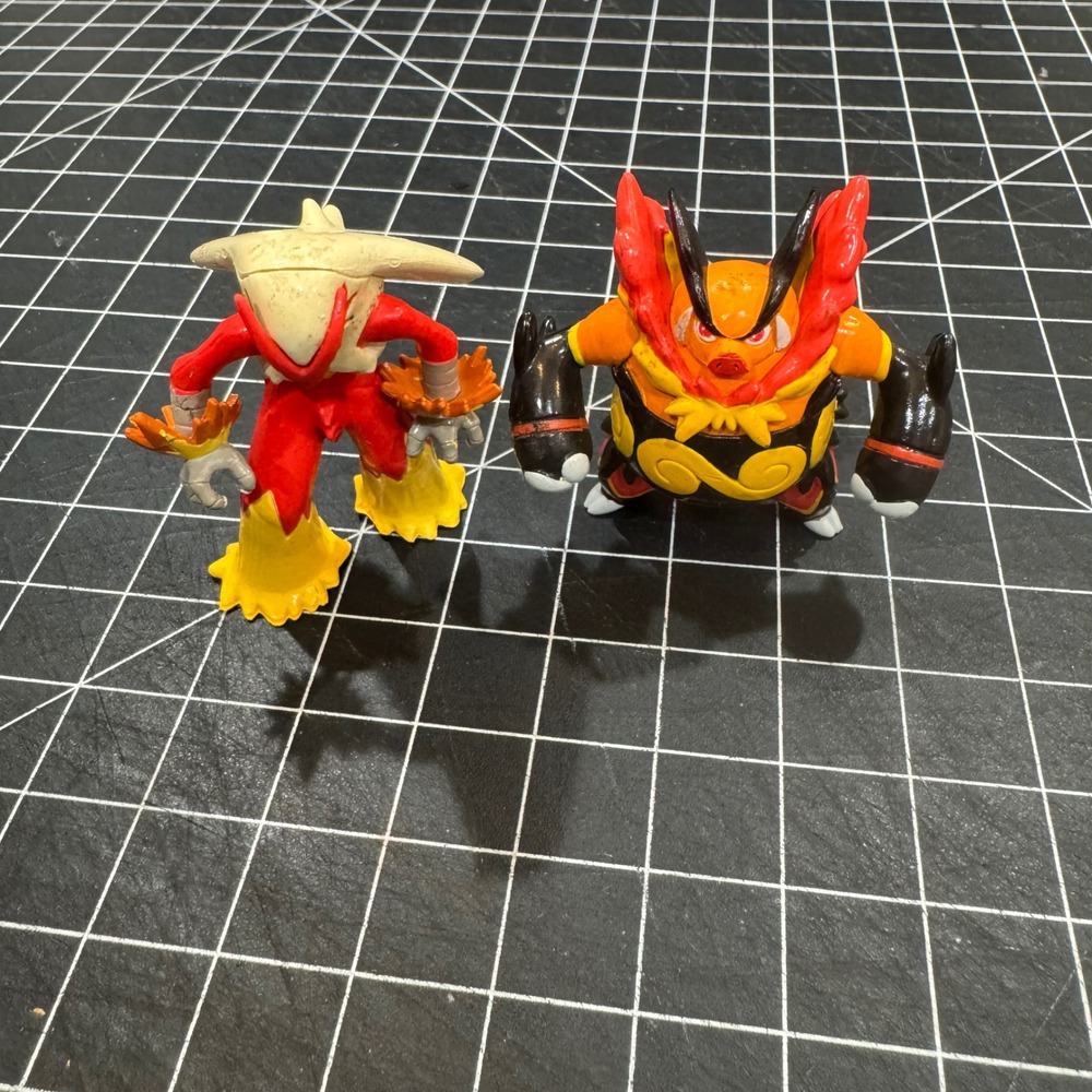 Pokemon Tomy Figure Lot Blaziken 2003 and Emboar Fire Type Mini Action Figures